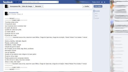 Página Anonymous Rio no facebook é hackeada