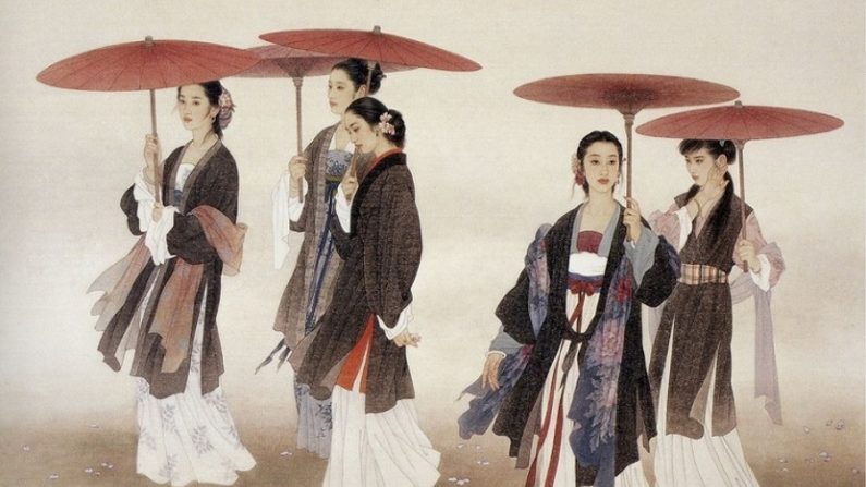 Pintura dos artistas chinesas Meifang Wang Sr. Zhao Guojing (Internet)