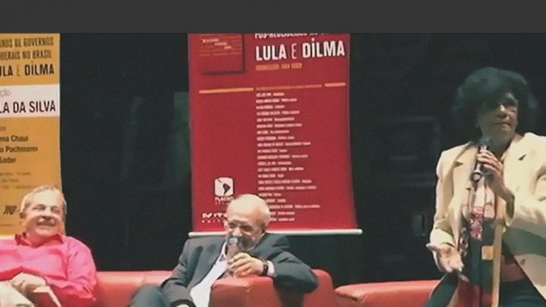 Lula, Rui Falcão e a filósofa petista Marilene Chauí (Internet)