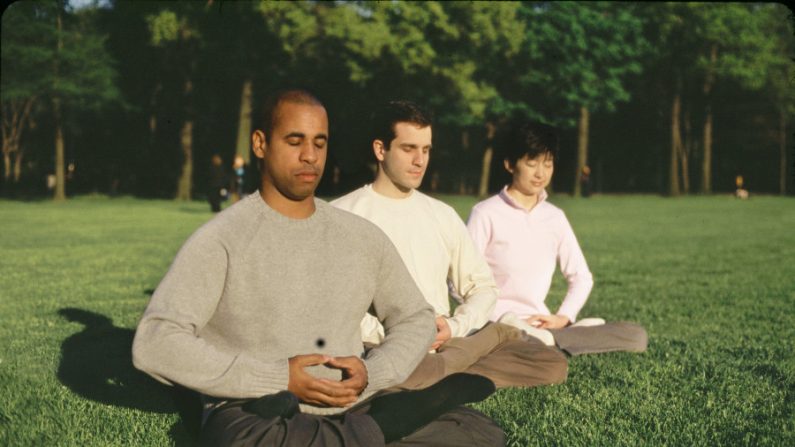 Praticantes de Falun Dafa meditando (Internet)