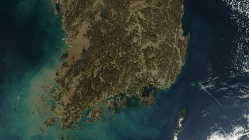 Imagem de satélite da Coreia do Sul (Nasa)