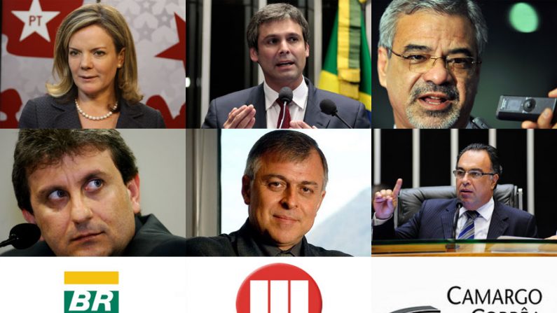 Da esquerda para direita: Senadora Gleisi Hoffmann (PT/PR); Senador Lindbergh Farias (PT/RJ); Senador Humberto Costa (PT/PE); doleiro Alberto Yousseff; ex-diretor da Petrobras, Paulo Roberto Costa e André Vargas, coordenador de campanha de Gleisi (Reprodução)