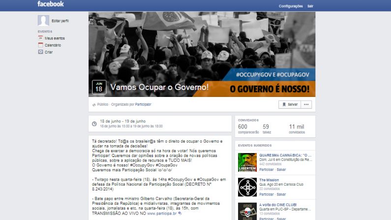 Página do Twitaço #OccupyGov e #OcupaGov em defesa do Decreto 8.243 (Internet)