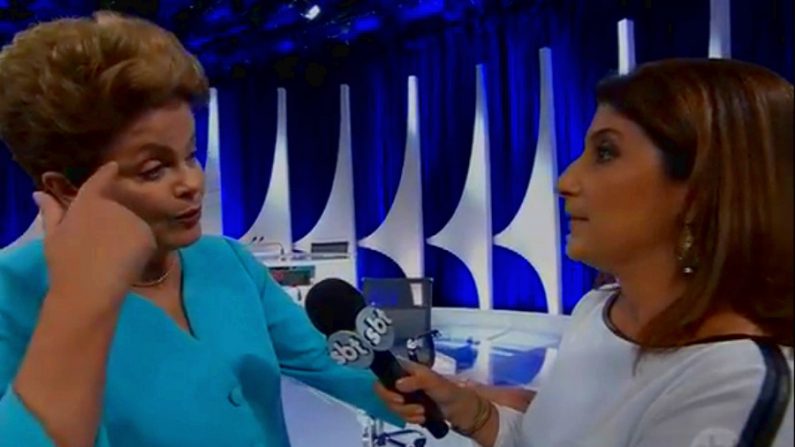 Candidata Dilma Rousseff alega passar mal durante entrevista ao vivo no SBT após debate com Aécio Neves (Reprodução)