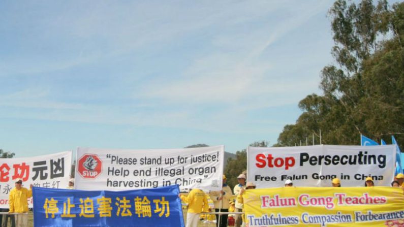 Rali dos praticantes do Falun Gong no Parlamento em 17 de novembro de 2014 (Minghui.org)