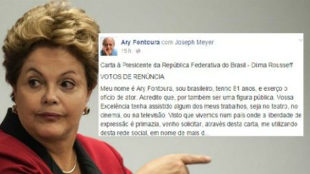 Ator da Globo escreve carta dando lição de moral em Dilma e pedindo sua ‘renúncia’