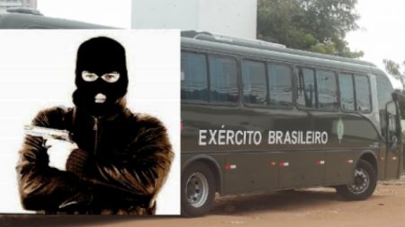 Três homens assaltam ônibus com 42 militares do Exército a bordo, no Paraná