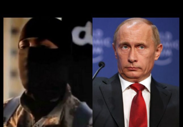 Terrorista do Estado Islâmico (esq.); presidente da Rússia, Vladimir Putin (dir.) (Arquivo ABr)