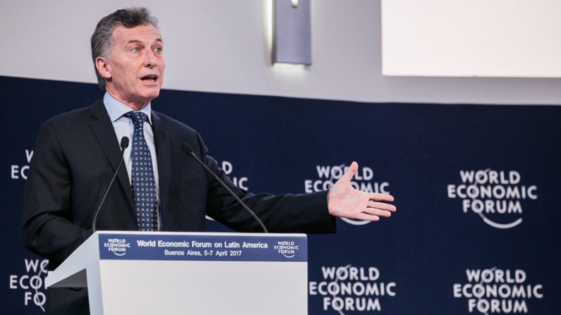 Mauricio Macri, presidente da Argentina, no Fórum Econômico Mundial sobre a América Latina 2017 em Buenos Aires, Argentina, em 6 de abril de 2017. (Benedikt von Loebell/FEM)