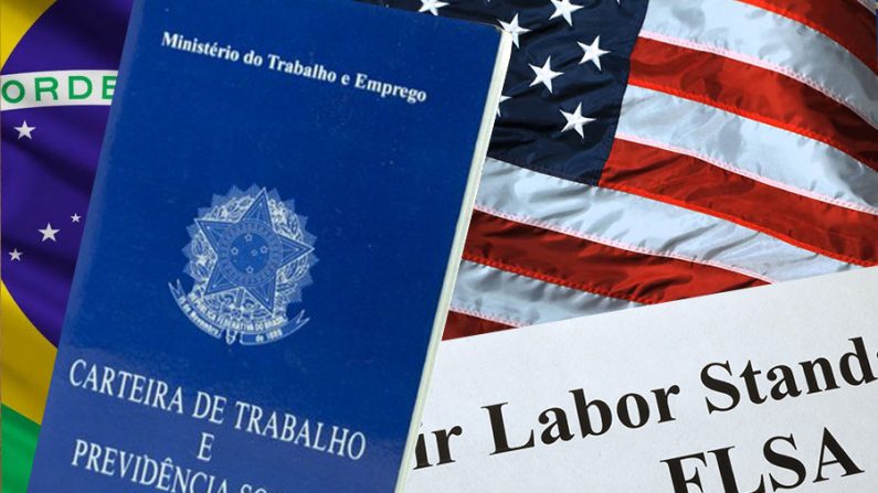 Carteira de Trabalho do Brasil e documento “Fair Labor Standards Act” dos EUA (Epoch Times )