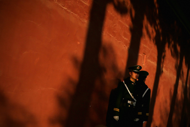 Policial do lado de fora do Grande Salão do Povo em Pequim, em 12 de novembro de 2013 (Feng Li/Getty Images)