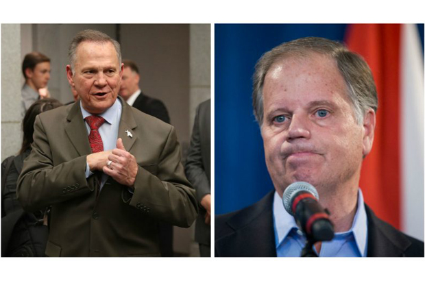 O republicano Roy Moore (esq.) e o democrata Doug Jones (Getty Images)