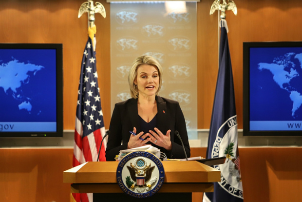 Ao ser interrogada por um jornalista sobre a proposta de Maduro de ser candidato por seu partido socialista, Heather Nauert, porta-voz do Departamento de Estado norte-americano, disse: "Eu não acho que seja uma boa ideia" (Alex Wroblewski/Getty Images)