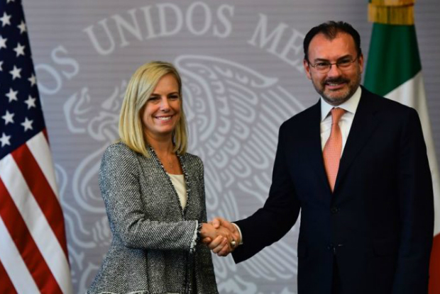 Reunião entre o Chanceler Luis Videgaray e a secretária de Segurança Interna dos EUA, Kirstjen Nielsen, em 26 de março de 2018 (Governo do México)