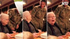 Capitão da Marinha dos EUA surpreende sua família ao sair da cozinha do restaurante para entregar aperitivos