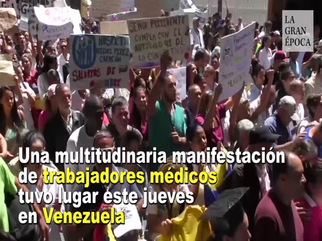 Em meio a escassez preocupante, profissionais da saúde fazem manifestação contra Nicolás Maduro