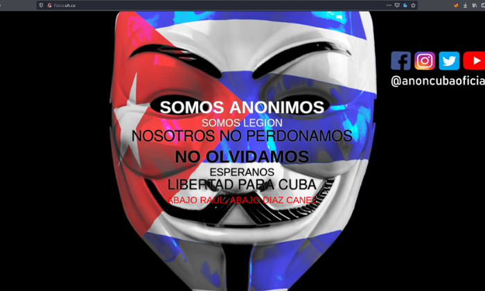 Página da Web da Universidade de Havana após ser hackeada (Cortesia de Anonymous Cuba Oficial)