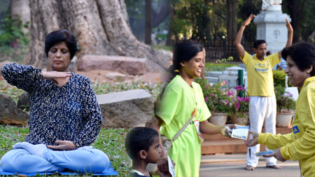 Mãe de 59 anos em uma ‘missão’ para espalhar a bondade da meditação Falun Dafa por toda a Índia