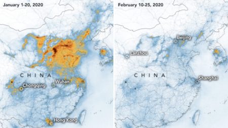 Imagens da NASA mostram declínio na poluição sobre a China em meio ao surto de coronavírus