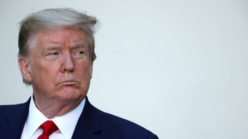 O presidente Donald Trump discursa no evento do Dia Nacional de Oração no Jardim de Rosas da Casa Branca, em Washington, em 7 de maio de 2020 (Chip Somodevilla / Getty Images)