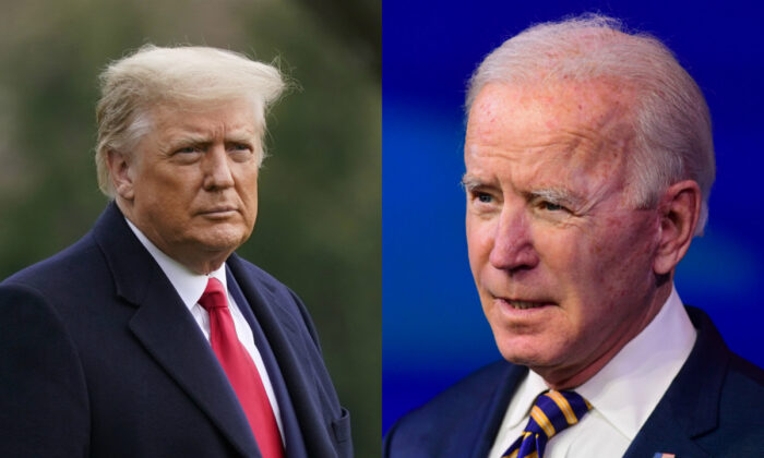 O presidente Donald Trump e o presidente eleito Joe Biden em fotos de arquivo (AP Photo; Getty Images)