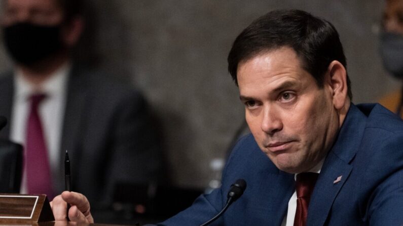 Senador Marco Rubio (republicano da Flórida) durante uma audiência do Comitê de Relações Exteriores do Senado para examinar a política EUA-Rússia, no Capitólio, no dia 7 de dezembro de 2021, em Washington (Alex Brandon-Pool / Getty Images)