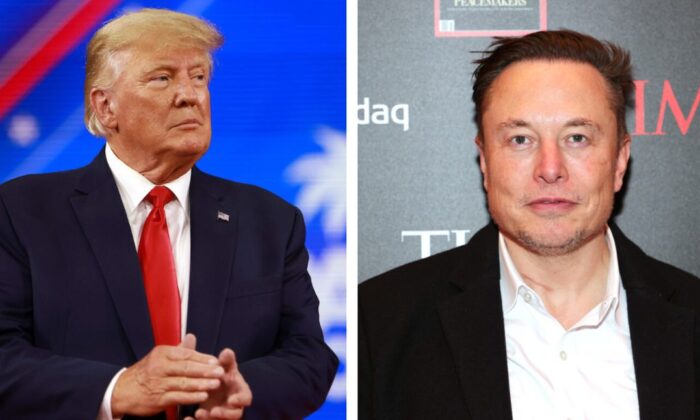 Donald Trump (E) e Elon Musk (Joe Raedle/Getty Images; Theo Wargo/Getty Images for TIME)