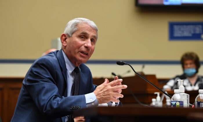 Dr. Anthony Fauci, diretor do Instituto Nacional de Alergia e Doenças Infecciosas, testemunha em uma audiência na Câmara, em Washington, em 31 de julho de 2020 (Kevin Dietsch-Pool/Getty Images)