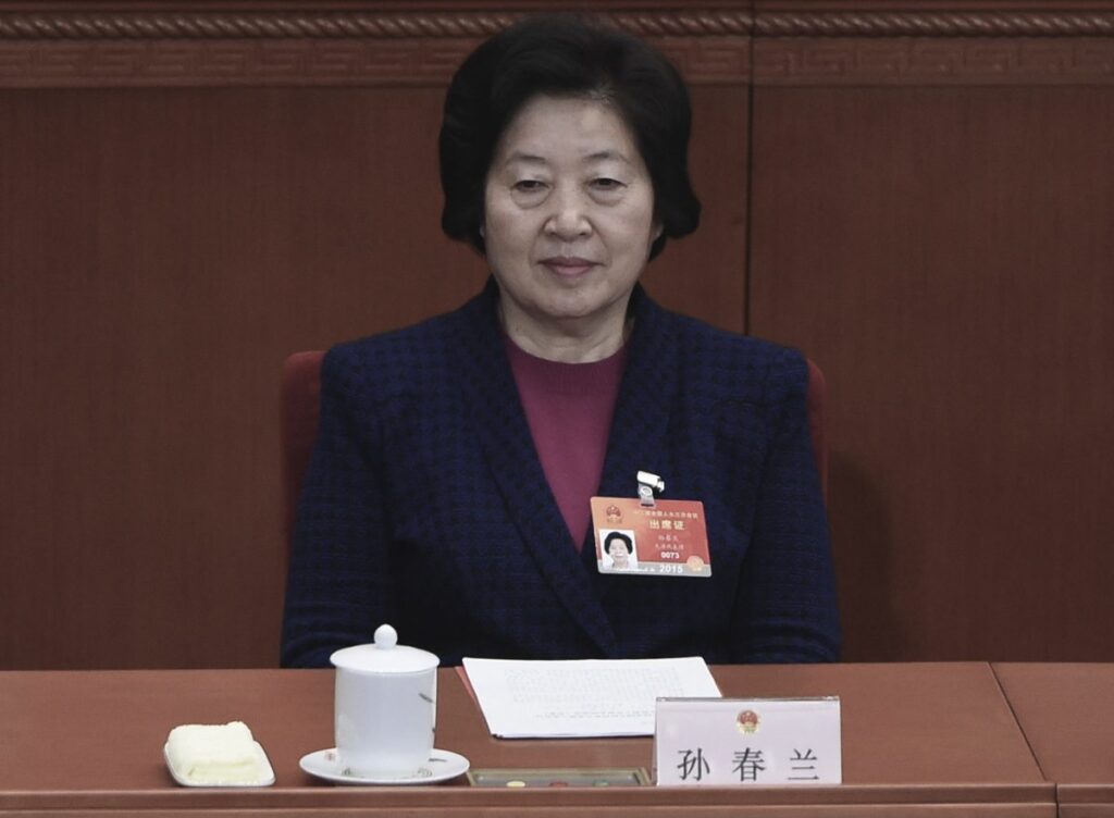 Sun Chunlan, vice-premiê do regime chinês e ex-chefe do Departamento de Trabalho da Frente Unida (Wang Zhao/AFP/Getty Images)