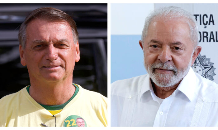 O então candidato Jair Bolsonaro, que está concorrendo a mais um mandato, chega para votar na Vila Militar, no Rio de Janeiro, em 30 de outubro de 2022. Luiz Inácio Lula Da Silva vota na Escola Estadual Firmino Correia De Araújo em São Bernardo do Campo, Brasil, em 30 de outubro de 2022. (Wagner Meier, Alexandre Schneider/Getty Images)