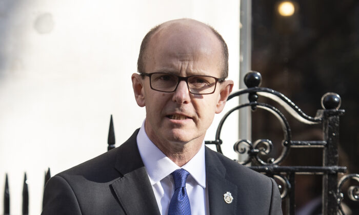 Jeremy Fleming participa de um evento na Watergate House, em Londres, em 14 de fevereiro de 2019 (Niklas Halle'n/AFP via Getty Images)