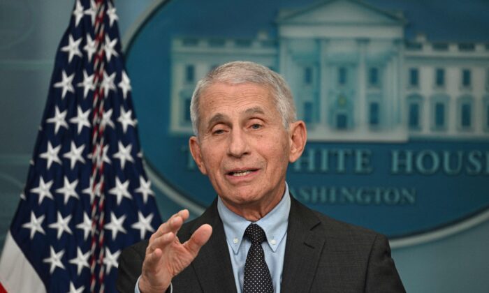 O diretor do Instituto Nacional de Alergia e Doenças Infecciosas, Dr. Anthony Fauci, fala em Washington em 22 de novembro de 2022 (Jim Watson/AFP via Getty Images)