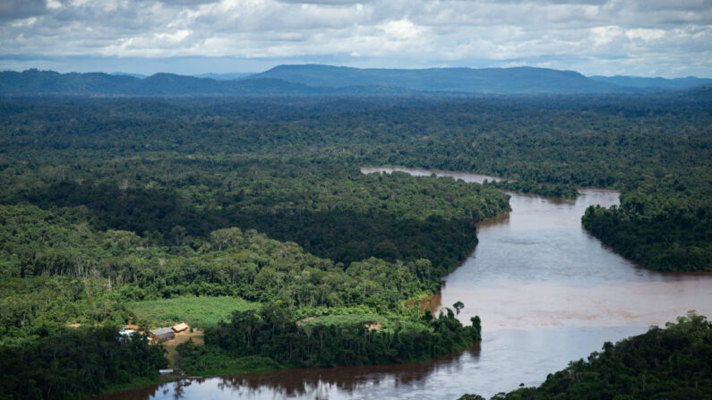 Vista aérea de um helicóptero da região amazônica brasileira perto da fronteira com a Venezuela no Auaris em 30 de junho de 2020 em Roraima, Brasil (Foto de Andressa Anholete / Getty Images)