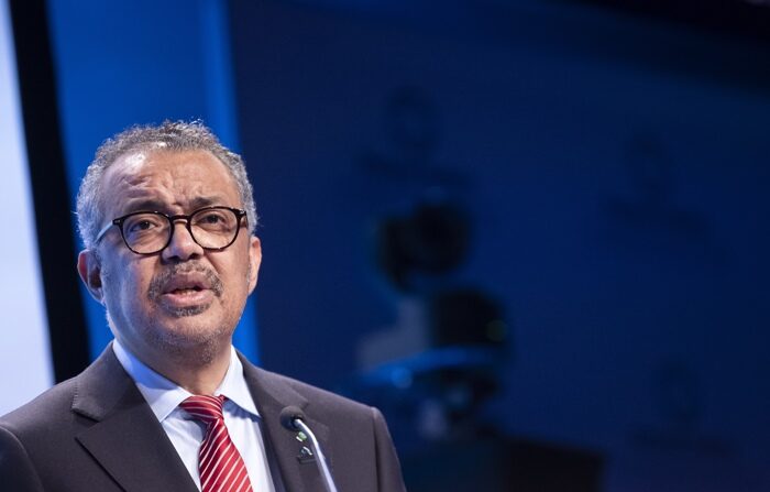 Tedros Adhanom Ghebreyesus, diretor-geral da OMS, fala durante a 5ª Cúpula Ministerial Mundial sobre Segurança do Paciente 2023 em Montreux, Suíça, em 24 de fevereiro (EFE/EPA/CYRIL ZINGARO)