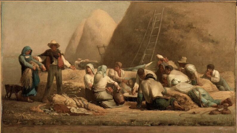 "Ceifeiras descansando", 1850-1853, de Jean-François Millet. Óleo sobre tela, 26,5 polegadas x 47,1 polegadas. Legado da Sra. Martin Brimmer. Museu de Belas Artes de Boston (Domínio público)
