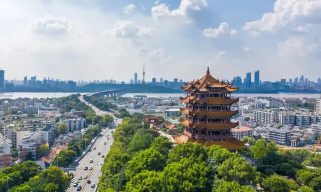 Vista aérea da cidade de Wuhan em uma foto de arquivo. (Sleepingpanda/Shutterstock)