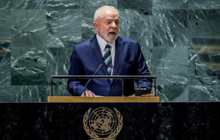 O presidente do Brasil, Luiz Inácio Lula da Silva, discursa na abertura da Assembleia Geral da ONU, neste 19 de setembro de 2023, em Nova Iorque (EFE/Justin Lane)