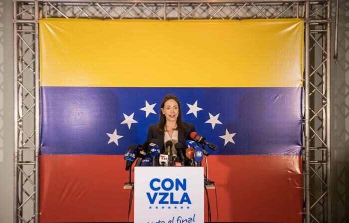 A ex-deputada María Corina Machado, em Caracas, Venezuela (EFE/Miguel Gutiérrez)