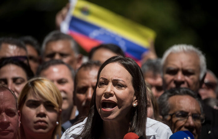 Imagem de 28 de janeiro da líder da oposição venezuelana María Corina Machado (EFE/MIGUEL GUTIERREZ)