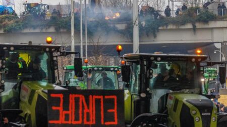 Tratores tomam conta de Bruxelas em protesto contra precariedade do setor agrícola