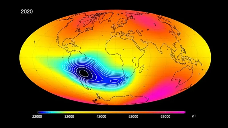 Amas: Anomalia Magnética do Atlântico Sul. © ESA (Agência Espacial Europeia)