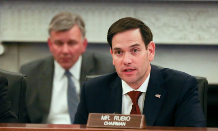 O senador Marco Rubio (R-Flórida), presidente do Comitê de Pequenas Empresas e Empreendedorismo, fala em uma audiência em Washington em 27 de fevereiro de 2019. (Jennifer Zeng/The Epoch Times)
