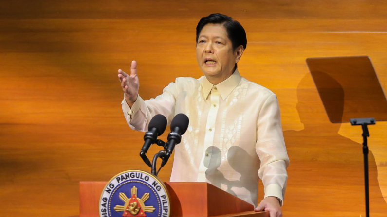 Presidente filipino Ferdinand "Bongbong" Marcos Jr. Foto tirada em 25 de julho de 2022 em Manila, Filipinas (Rouelle Umali - Pool/Getty Images) Fonte The Epoch Times em inglês