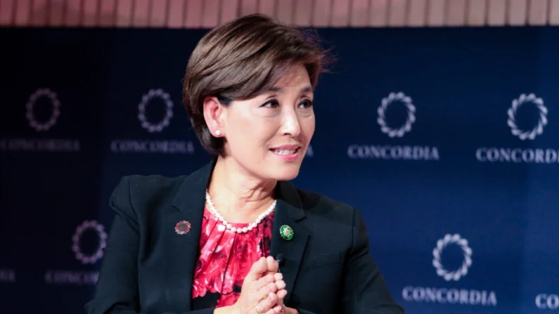 
O deputado Young Kim (R-Califórnia) durante uma entrevista na Cúpula Anual da Concordia em Nova York em 18 de setembro de 2023. (Richard Moore/The Epoch Times)
