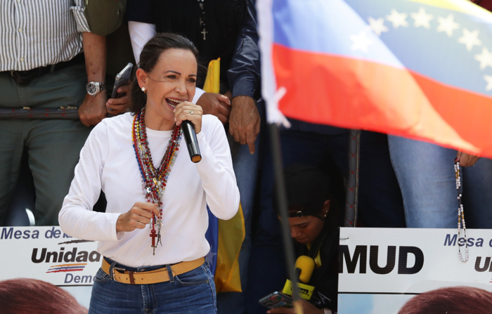 Foto de arquivo da líder da oposição venezuelana María Corina Machado (EFE/Ronald Peña R.)