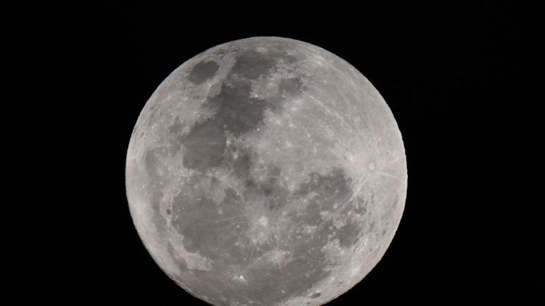 Uma rara superlua azul aparece no céu noturno de Sydney em 19 de agosto de 2024 (Foto de SAEED KHAN/AFP via Getty Images)