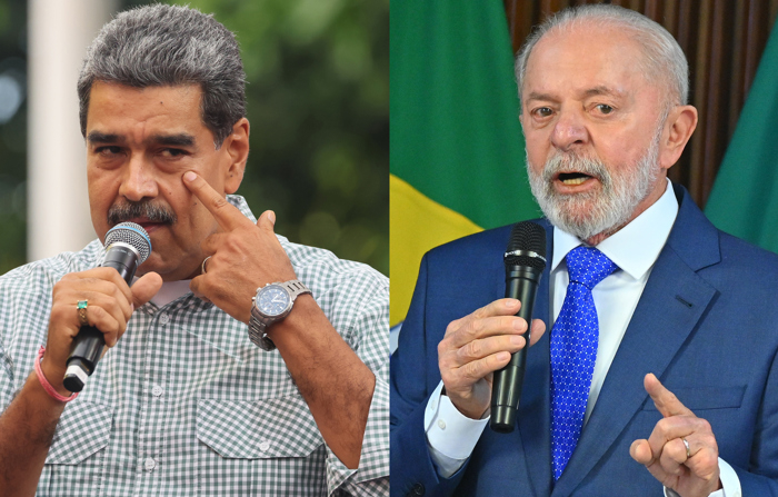 Combo de fotografias mostrando o ditador venezuelano Nicolas Maduro (esquerda) e o presidente brasileiro Luiz Inácio Lula da Silva (EFE / Miguel Gutierrez / André Borges ARQUIVO)