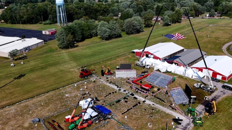 Vista aérea do Butler Farm Show, onde o ex-presidente Donald Trump foi baleado durante seu comício de campanha, em Butler, Pensilvânia, em 15 de julho de 2024 (Gene J. Puskar/AP)