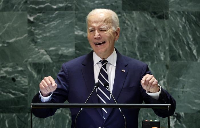 O presidente dos EUA, Joe Biden, fala durante o debate geral da 79ª sessão da Assembleia Geral das Nações Unidas na sede da ONU em Nova Iorque, EUA (EFE/JUSTIN LANE)