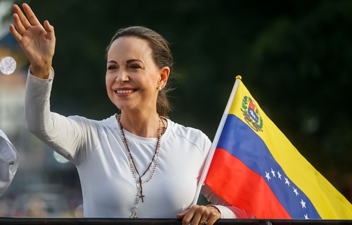 Foto de arquivo mostrando a líder da oposição venezuelana María Corina Machado (EFE/Miguel Gutiérrez)